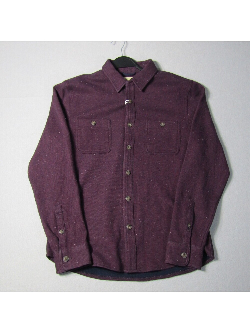 NWT Marine Layer Pacifica Stretch Twill Men's Large Overshirt LS Burgundy Neps